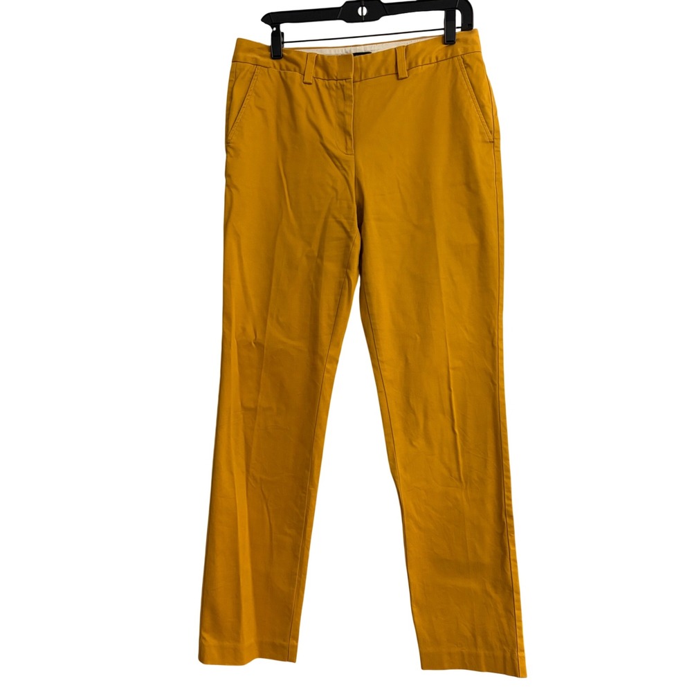 Lands End Straight Leg Pants 6 Yellow Chino, Mustard, Work, Casual, Cotton Twill